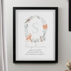 Personalised Woodland Initial Black Poster Frame | Framed Prints | New Baby Gift