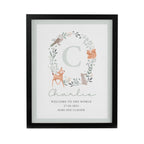 Personalised Woodland Initial Black Poster Frame | Framed Prints | New Baby Gift