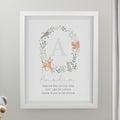 Personalised Woodland Initial White Poster Frame | New Baby Gift