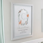 Personalised Woodland Initial White Poster Frame | New Baby Gift