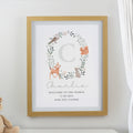 Personalised Woodland Initial Oak Poster Frame | Framed Prints | New Baby Gift