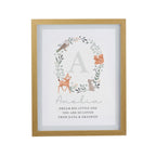 Personalised Woodland Initial Oak Poster Frame | Framed Prints | New Baby Gift