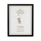 Personalised Teddy Balloon Black Poster Frame | Framed Prints | New Baby Gift