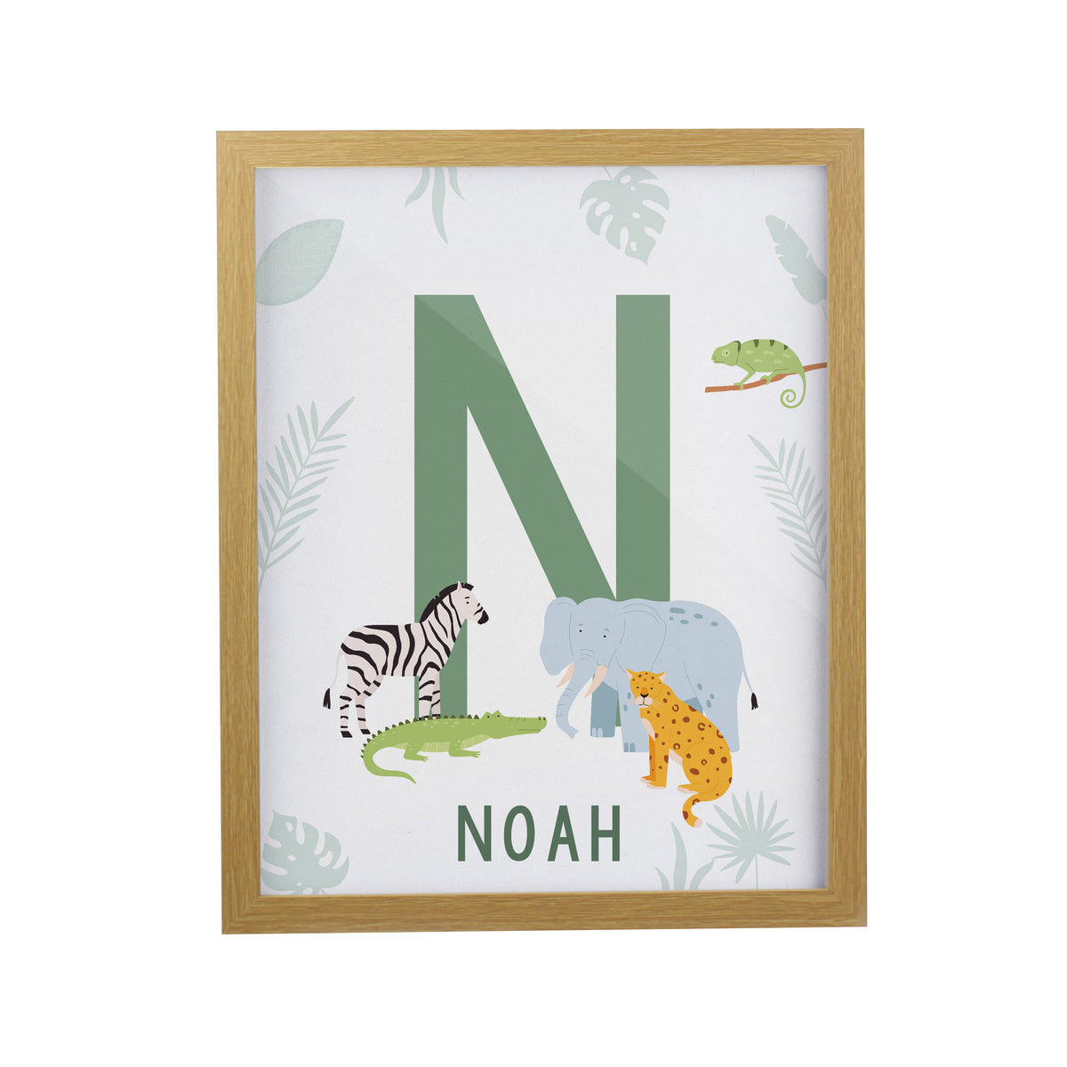Personalised Animal Initial Oak Poster Frame | Framed Prints | New Baby Gift
