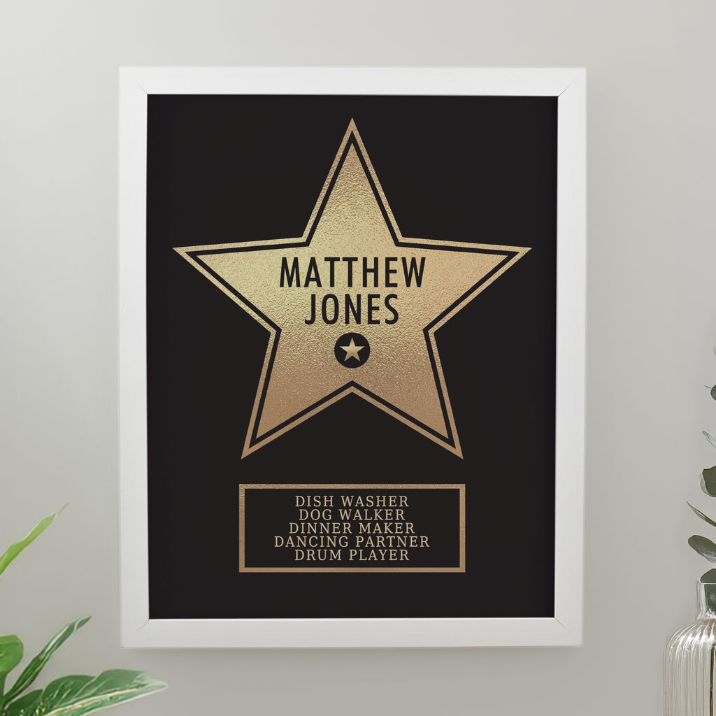 Personalised Star Award White Poster Frame | Christmas Gift