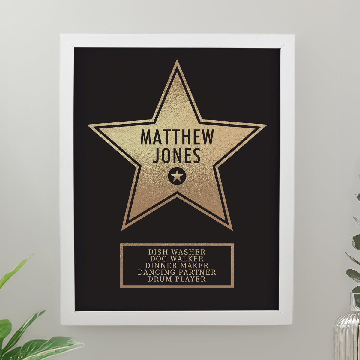 Personalised Star Award White Poster Frame | Christmas Gift