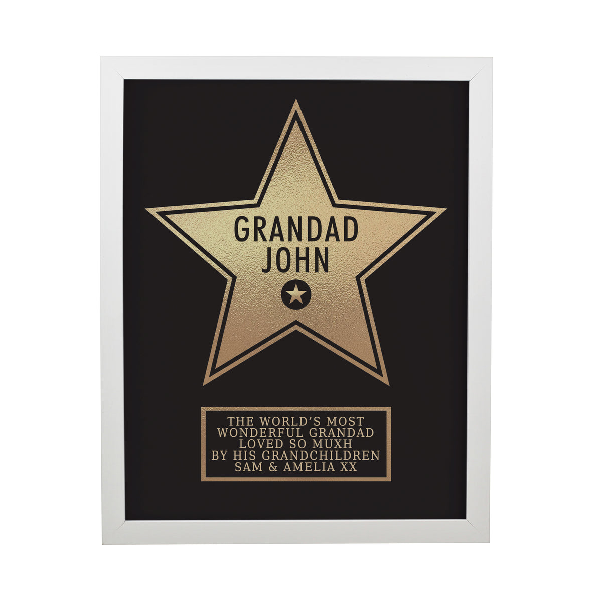 Personalised Star Award White Poster Frame | Christmas Gift