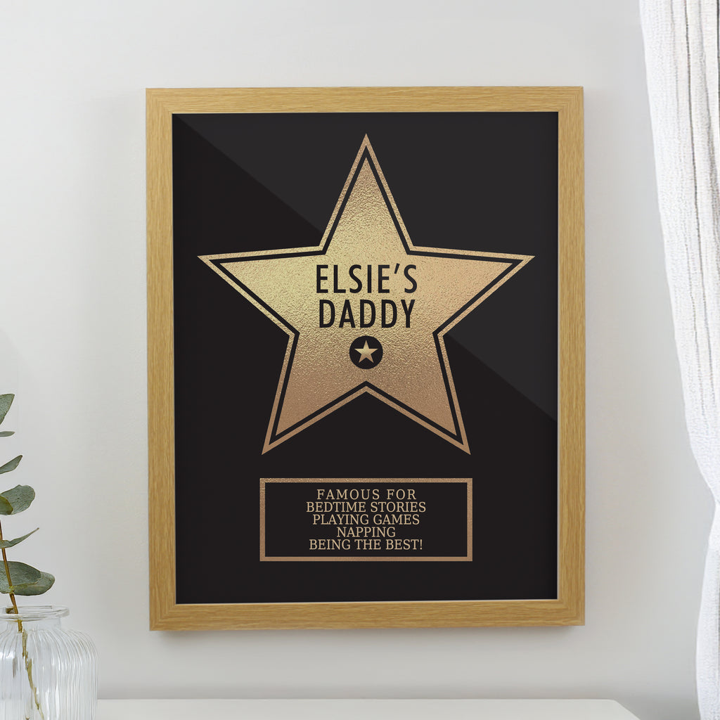 Personalised Star Award Oak Poster Frame for Christmas