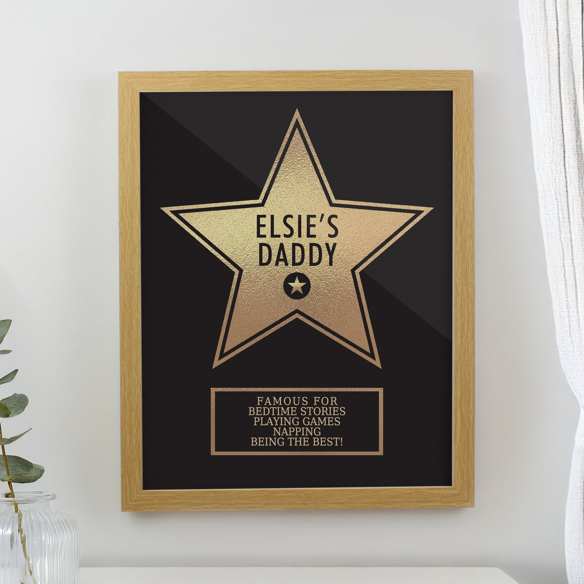 Personalised Star Award Oak Poster Frame for Christmas