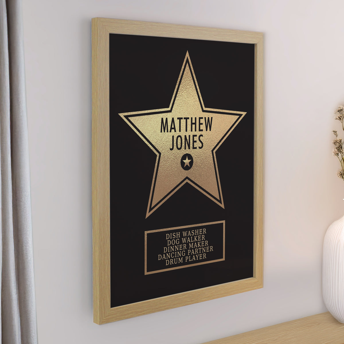 Personalised Star Award Oak Poster Frame for Christmas