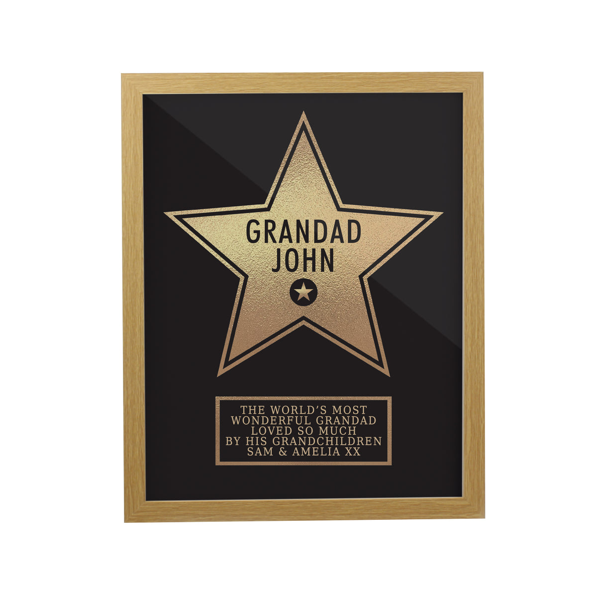 Personalised Star Award Oak Poster Frame for Christmas