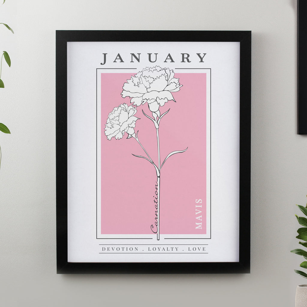 Personalised Birth Flower Black Poster Frame | Framed Prints