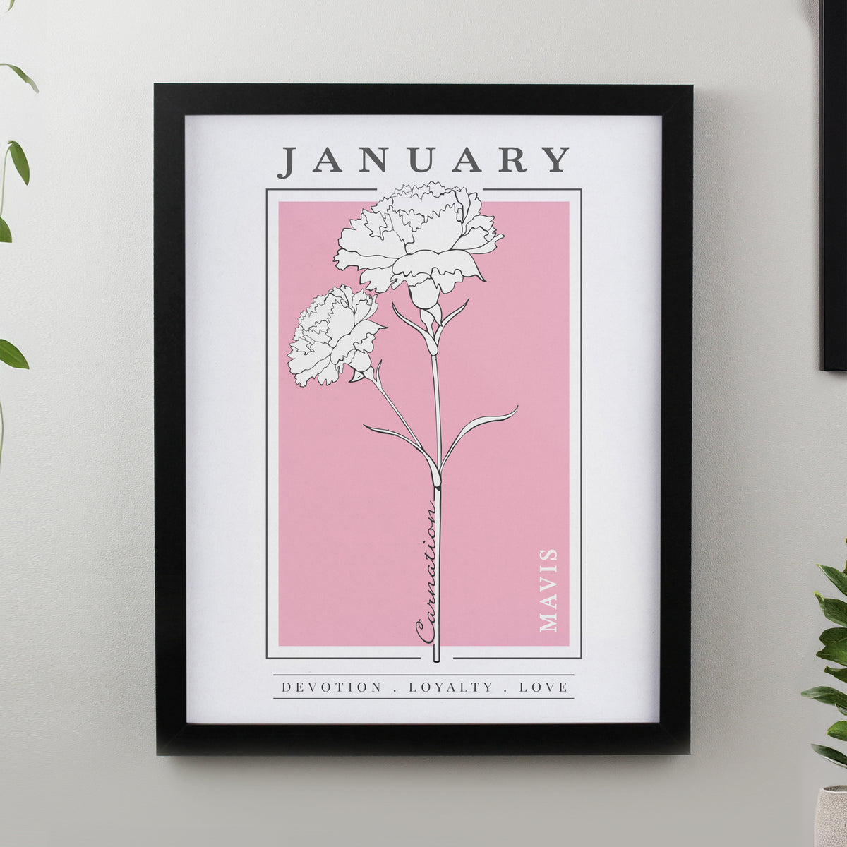Personalised Birth Flower Black Poster Frame | Framed Prints