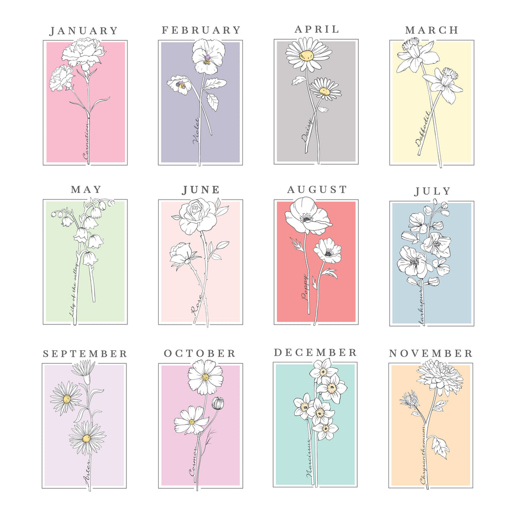 Personalised Birth Flower Black Poster Frame | Framed Prints