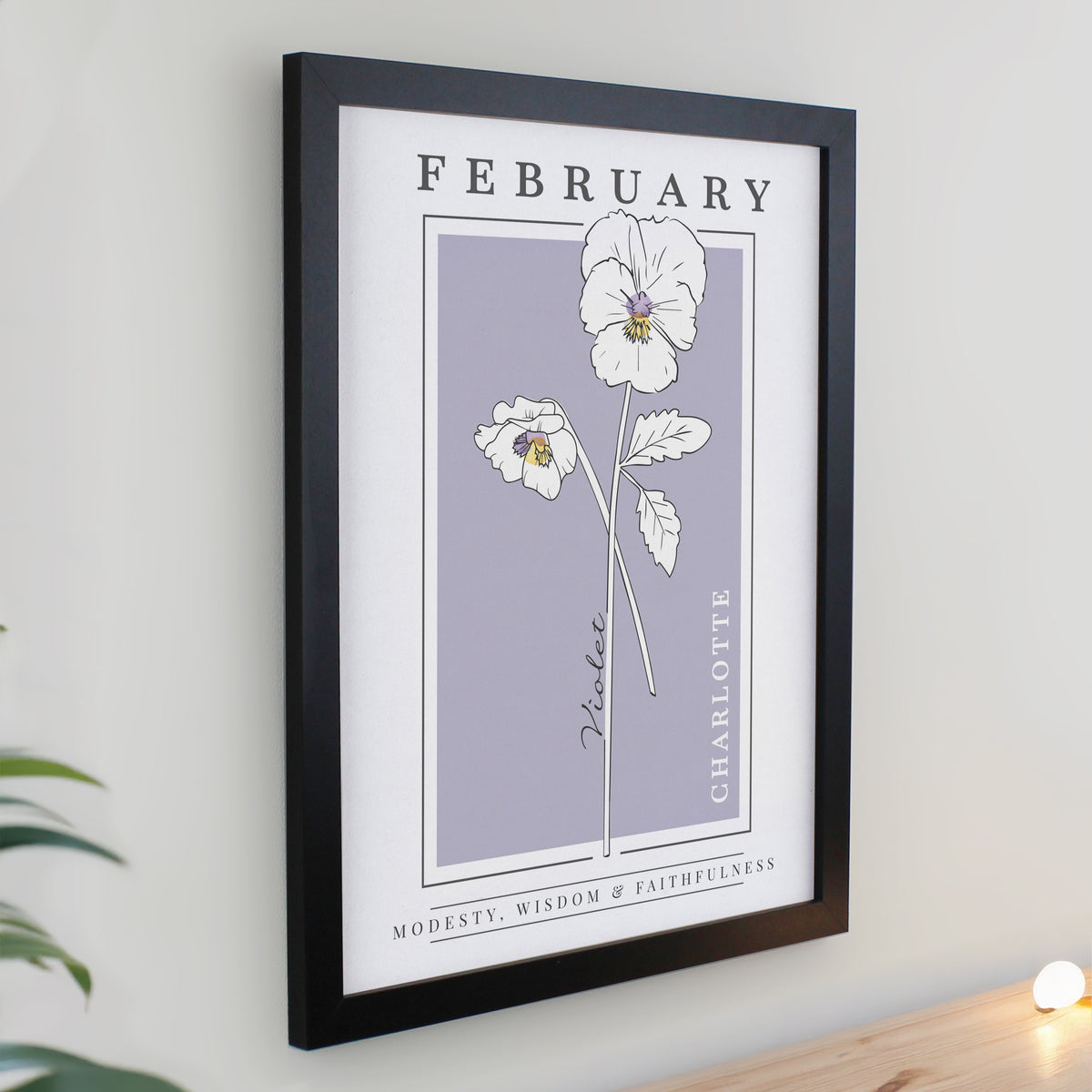 Personalised Birth Flower Black Poster Frame | Framed Prints