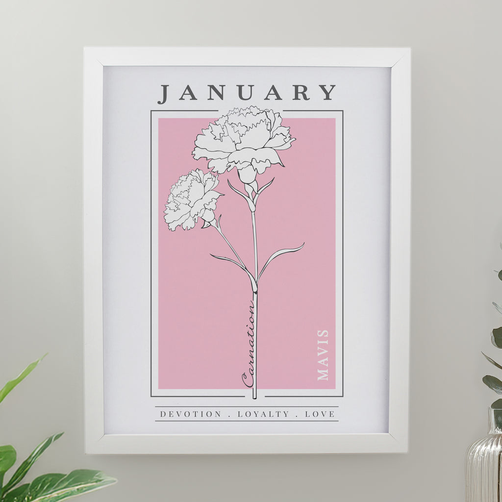 Personalised Birth Flower White Poster Frame | Framed Prints