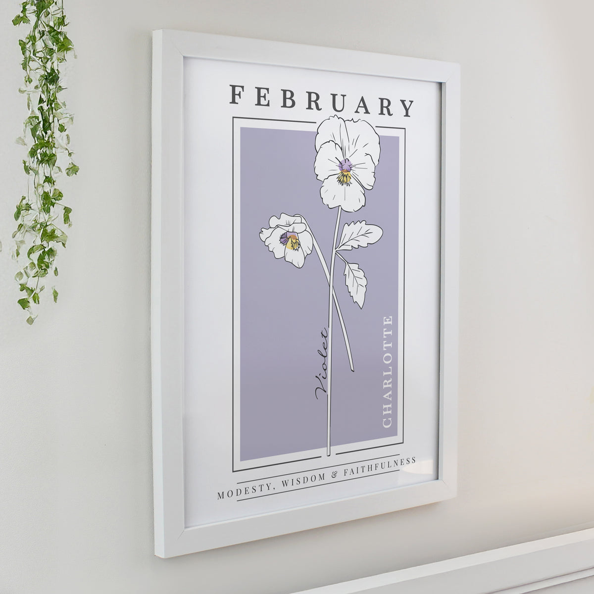 Personalised Birth Flower White Poster Frame | Framed Prints