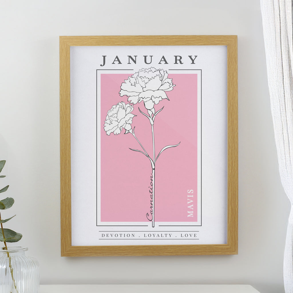 Personalised Birth Flower Oak Poster Frame | Framed Prints | Inspired Creative Gifts