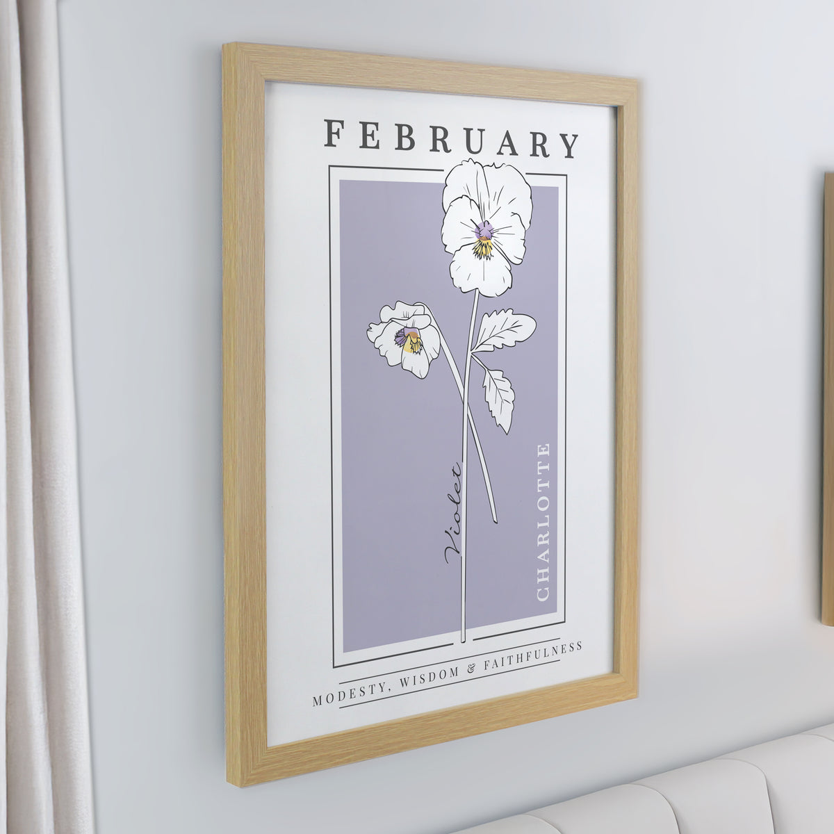 Personalised Birth Flower Oak Poster Frame | Framed Prints | Inspired Creative Gifts
