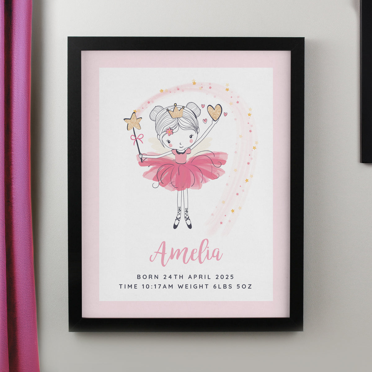 Personalised Princess Ballerina Black Poster Frame | Framed Prints | Inspired Creative Gifts