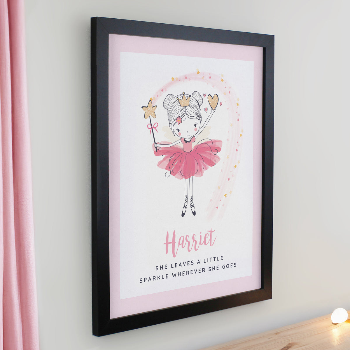 Personalised Princess Ballerina Black Poster Frame | Framed Prints | Inspired Creative Gifts