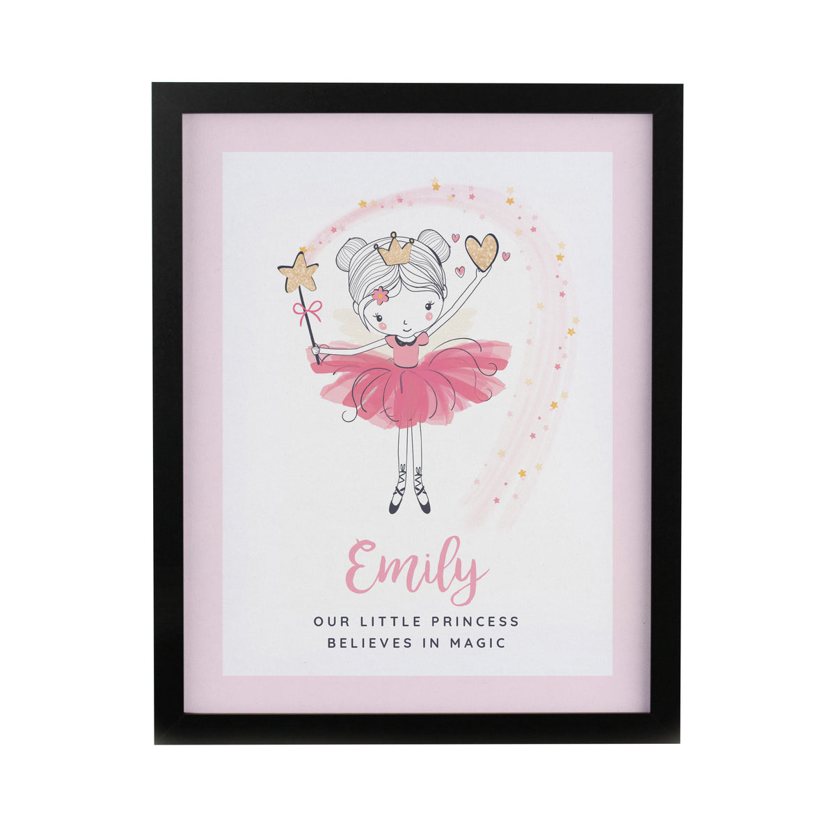 Personalised Princess Ballerina Black Poster Frame | Framed Prints | Inspired Creative Gifts