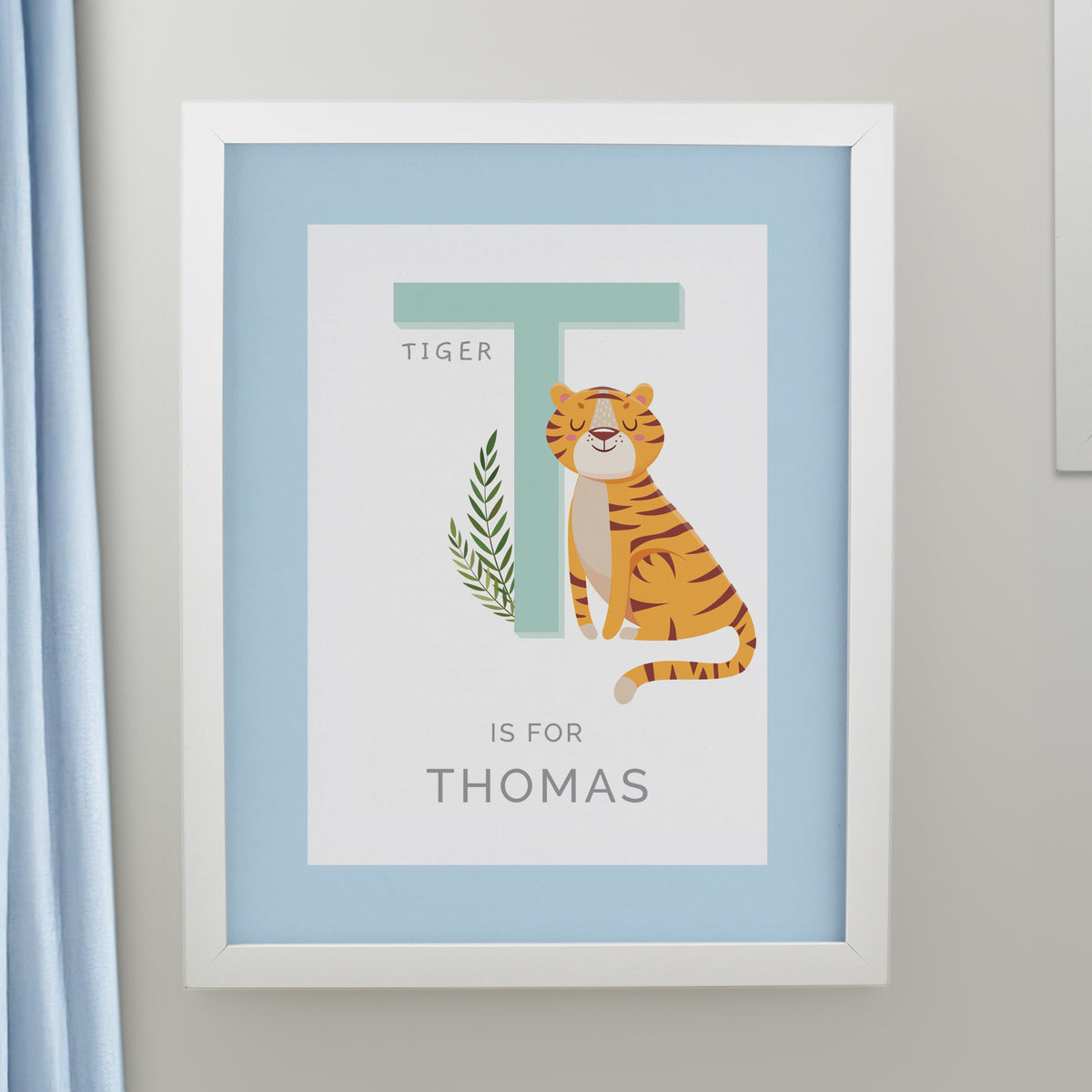 Personalised Animal Alphabet White Poster Frame | New Baby Gift
