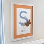 Personalised Animal Alphabet White Poster Frame | New Baby Gift