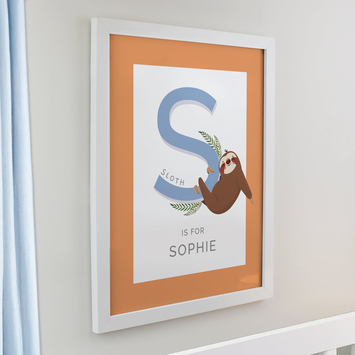 Personalised Animal Alphabet White Poster Frame | New Baby Gift