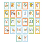 Personalised Animal Alphabet Oak Poster Frame for New Baby