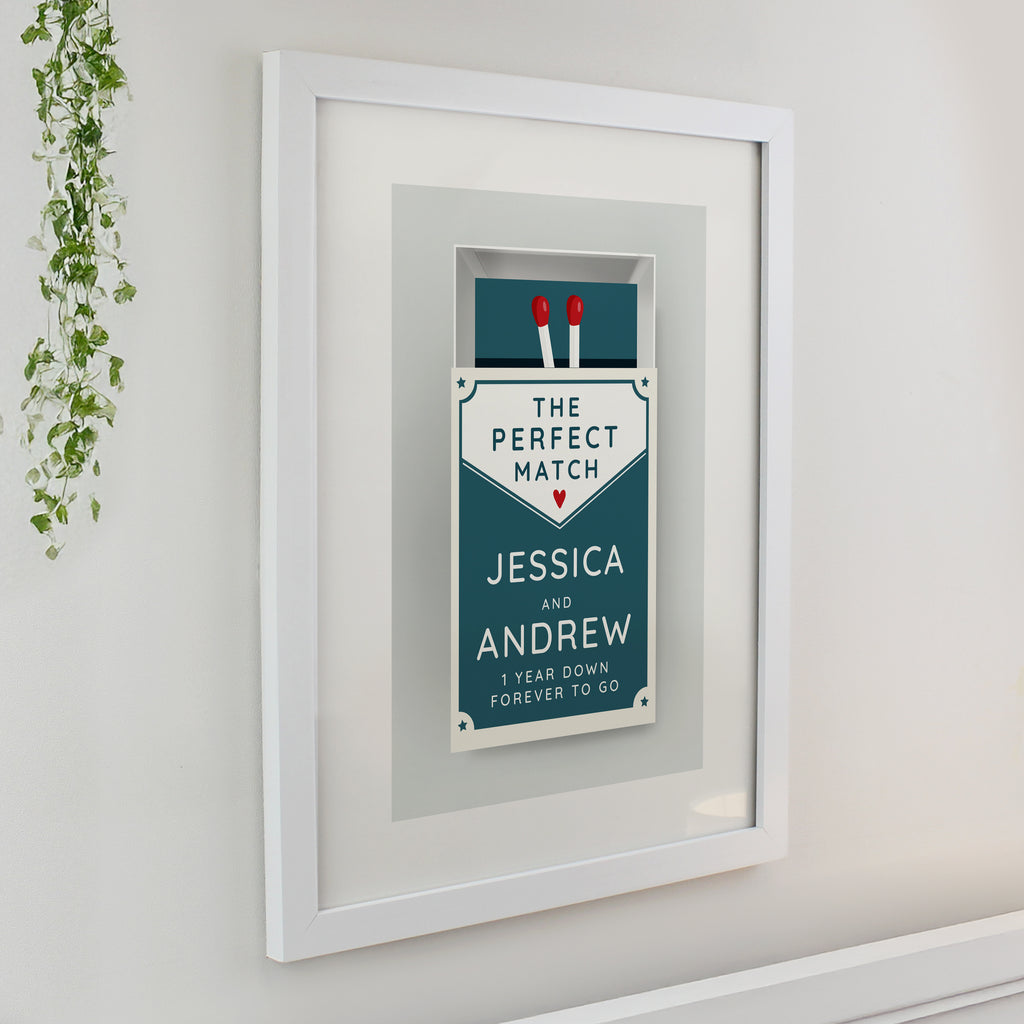 Personalised Perfect Match White Poster Frame for Wedding