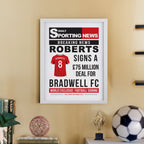 Personalised Football News White Poster Frame | Framed Prints | Inspired Creative Gifts