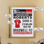 Personalised Football News Oak Poster Frame | Framed Prints