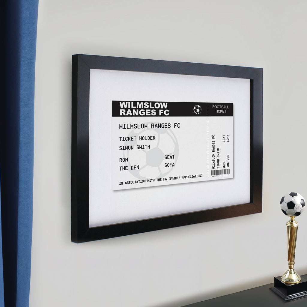 Personalised Football Ticket Black Poster Frame | Framed Prints