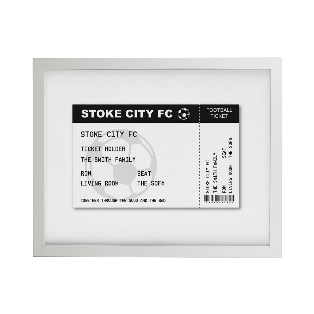 Personalised Football Ticket White poster Frame | Framed Prints | Inspired Creative Gifts