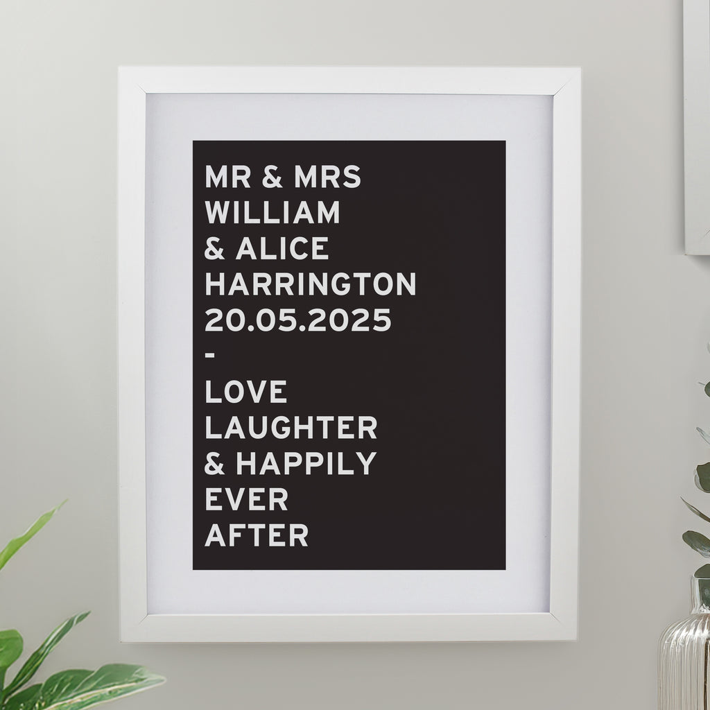 Personalised Typography White Poster Frame | Poster Frames | Inspired Creative Gifts