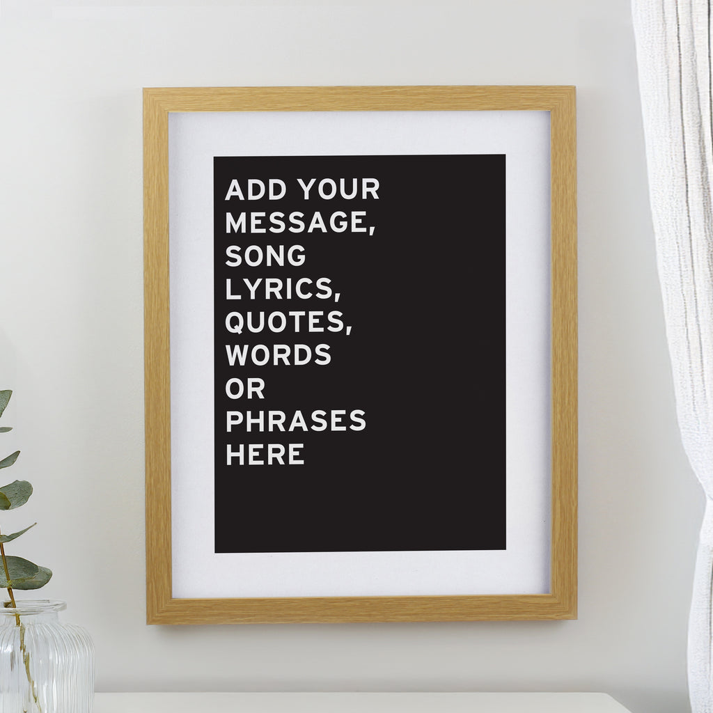 Personalised Typography Oak Poster Frame | Framed Prints | Inspired Creative Gifts