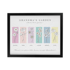 Personalised Birth Flower Family of 6 Black Framed Print | Mother's Day Gift