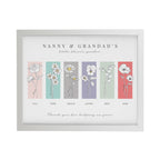 Personalised Birth Flower Family of 6 White Framed Print for Mother's Day