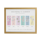 Personalised Birth Flower Family of 6 Oak Framed Print | Poster Frames | Mother's Day Gift