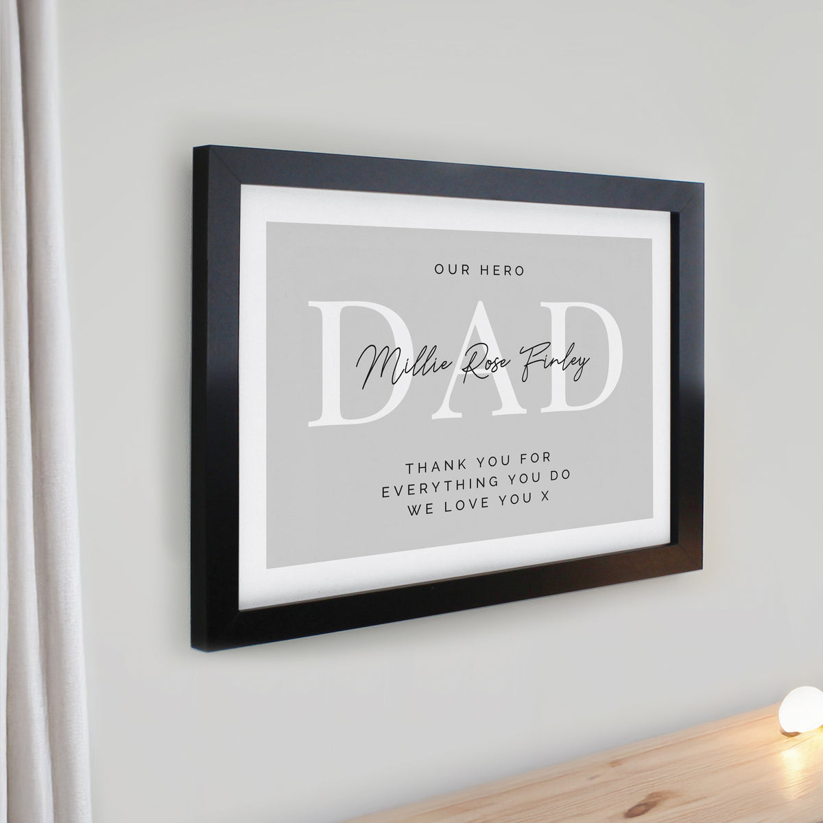 Personalised Free Text Black Poster Frame for Father's Day