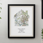Personalised Present Day Map Home Black Poster Frame | Poster Frames | Wedding Gift