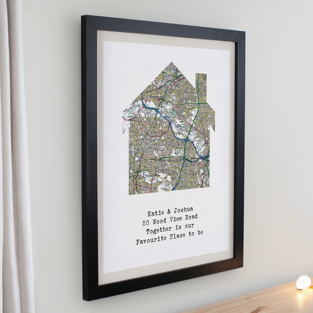 Personalised Present Day Map Home Black Poster Frame | Poster Frames | Wedding Gift
