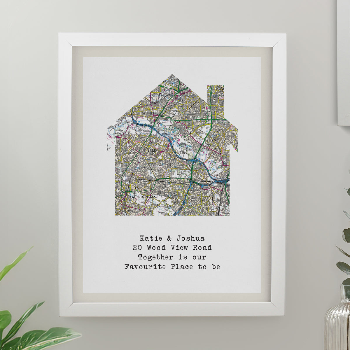 Personalised Present Day Map Home White Poster Frame | Framed Prints | Inspired Creative Gifts