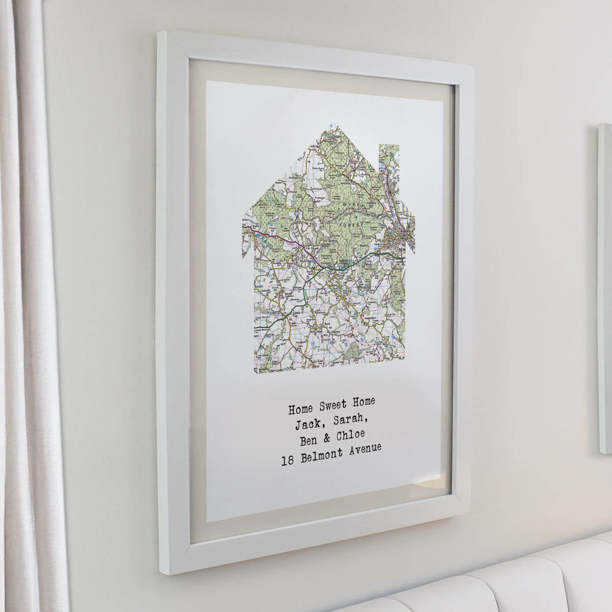 Personalised Present Day Map Home White Poster Frame | Framed Prints | Inspired Creative Gifts