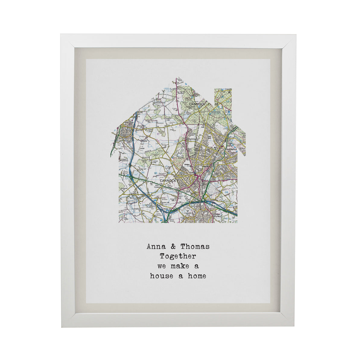 Personalised Present Day Map Home White Poster Frame | Framed Prints | Inspired Creative Gifts
