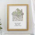 Personalised Present Day Map Home Oak Poster Frame | Framed Prints