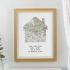 Personalised Present Day Map Home Oak Poster Frame | Framed Prints