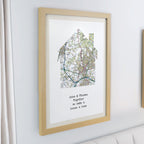 Personalised Present Day Map Home Oak Poster Frame | Framed Prints