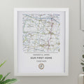 Personalised Present Day Map Compass White Poster Frame | Wedding Gift